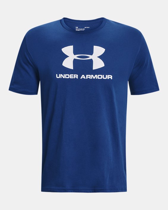 Men's UA Sportstyle Logo Short Sleeve, Blue, pdpMainDesktop image number 4